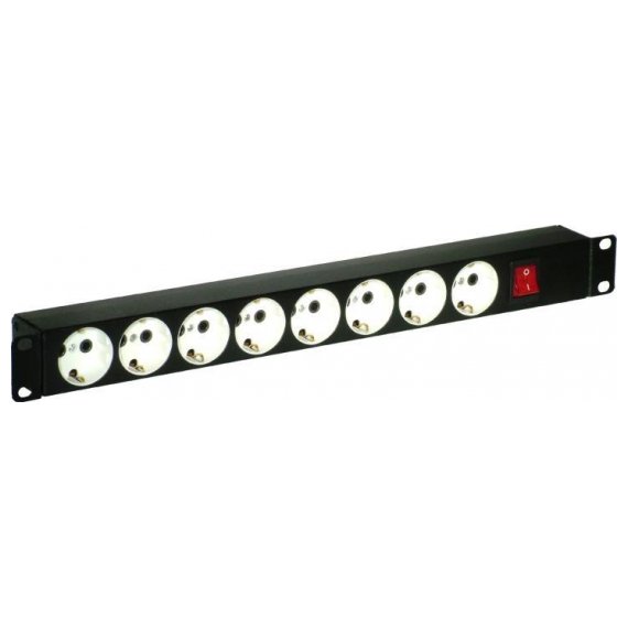 REC-S464-BK Блок силовых розеток горизонтальный SOHO, 8 позиций 8A, 19" 1U, черный AESP