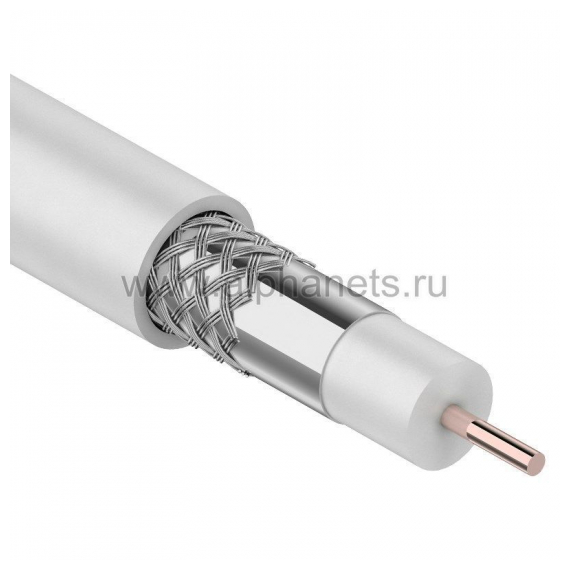 01-2201 Кабель коаксиальный RG-6U 75 Ом жила 1,012 мм, оплетка 48*0,12 белый (100m) Rexant