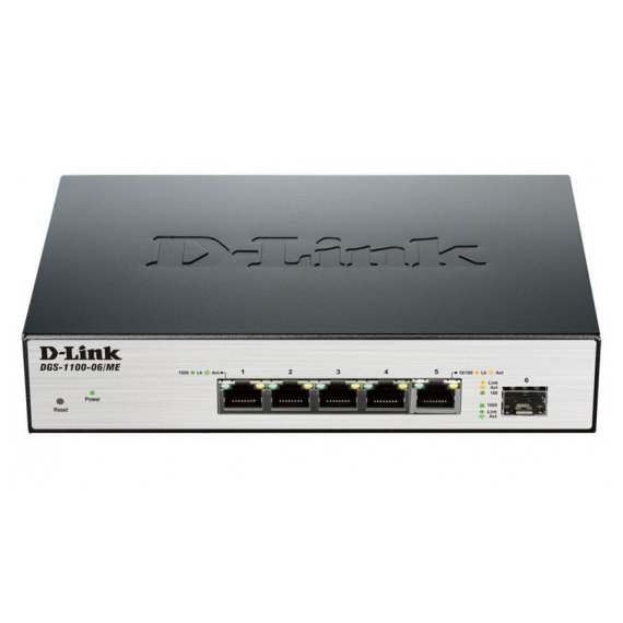 DGS-1100-06/ME Настраиваемый коммутатор с 5 портами 10/100/1000Base-T и 1 портом SFP
