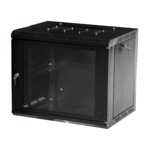 NL-SA-6606-B Шкаф настенный 19" 6U 600х600х368, стеклянная дверь, черный Net-Link