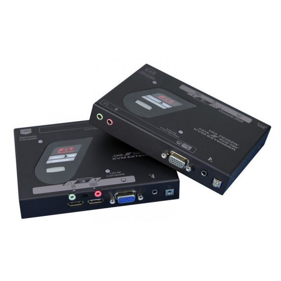 EXCA-2022C Удлинитель KVM REXTRON консоль+удаленный модуль D-Sub (VGA 1920х1200) + 2хUSB, 1хRJ-45, D-Sub(VGA + USB / PS/2), Audio, дальность 200м, черный, в комплекте: 2 кабеля 1,8м (CBM-180UH), 1хБП, инструкция (ENG)