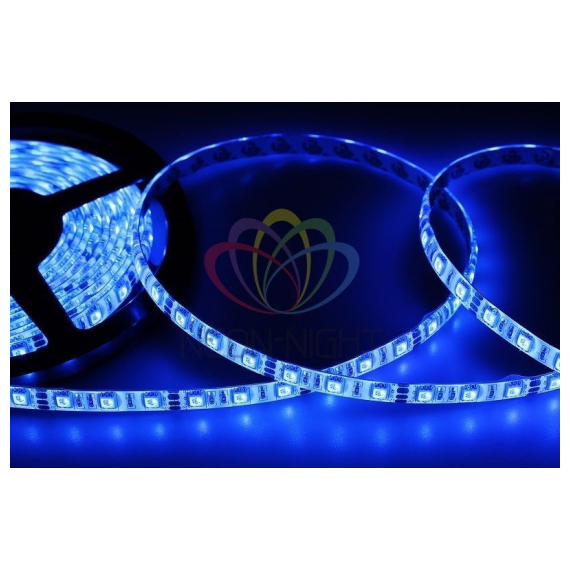 141-493 LED лента герметичная в силиконе, ширина 10 мм, IP65, SMD 5050, 60 диодов/метр, 12V, цвет светодиодов синий Neon-Night