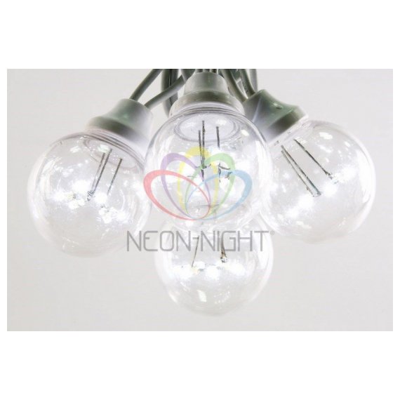 331-325 Готовый набор: Гирлянда "LED Galaxy Bulb String", 30 ламп, 10 м, в лампе 6 LED, цвет белый, провод черный каучуковый, влагостойкая IP54 Neon-Night