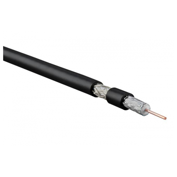 COAX-RG6-CU-500 Кабель коаксиальный RG-6, 75 Ом (ТВ, SAT, CATV), жила - 1.00 мм (медь, solid), экран - фольга+оплетка(луженная медь, 48%)+фольга, изоляция PVC (+75 C - -20 C) (бухта 500 м) Hyperline
