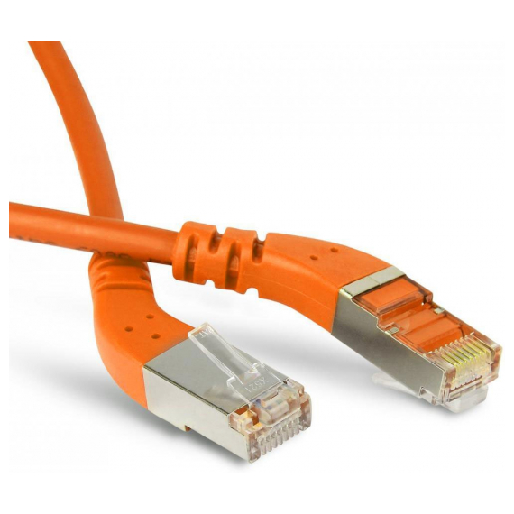 PC-APM-UTP-RJ45/L45-RJ45/L45-C6-1M-LSZH-OR Патч-корд U/UTP угловой, левый 45°-левый 45°, Cat.6, LSZH, 1 м, оранжевый Hyperline