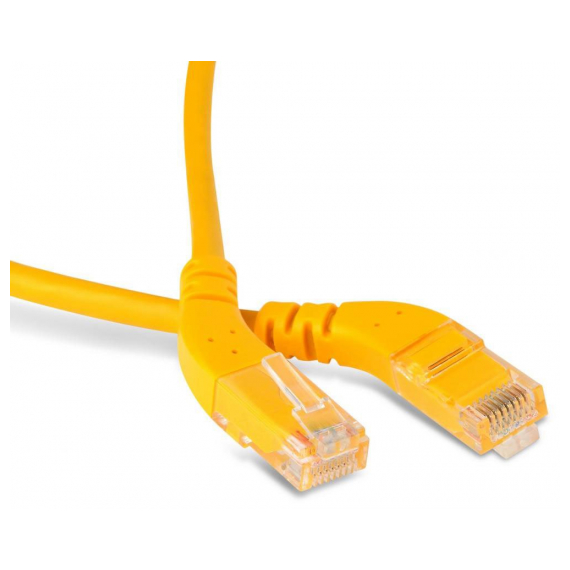PC-APM-UTP-RJ45/L45-RJ45/R45-C6-5M-LSZH-YL Патч-корд U/UTP угловой, левый 45°-правый 45°, Cat.6, LSZH, 5 м, желтый Hyperline