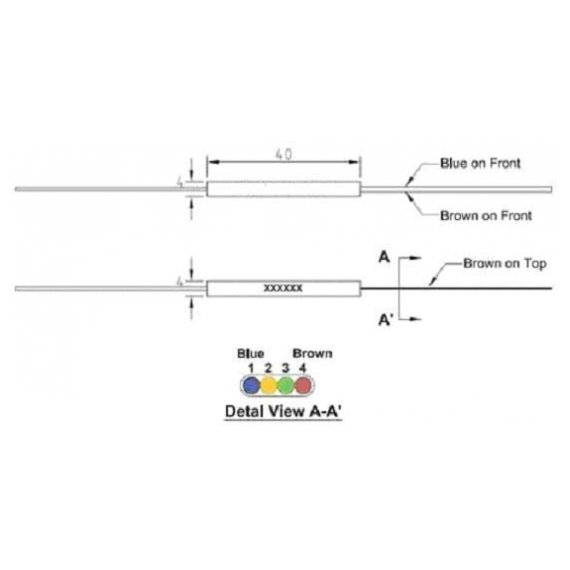 FO-SPL-1x4-E11-0.9-3M Сплиттер (разветвитель, ответвитель) оптический 1х4, одномод., равномерный ,1310/1550(±40nm), 3 m, 0.9 mm, неоконцованный Hyperline
