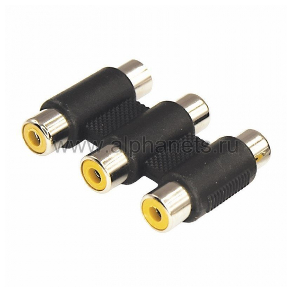 14-0434 Переходник 3 гнезда RCA - 3 гнезда RCA (тринокль) (50шт) REXANT