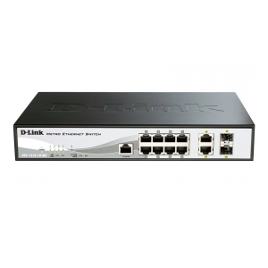 DES-1210-10/ME/DC Управляемый коммутатор 2 уровня с 8 портами 10/100Base-TX и 2 комбо-портами 100/1000Base-T/SFP с блоком питания