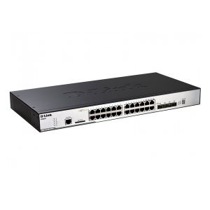 DGS-3120-24TC/DC/*RI Управляемый стекируемый коммутатор 2+ уровня с 20 портами 10/100/1000Base-T + 4 комбо-портами 10/100/1000Base-T/SFP + 2 10G портами CX-4 с блоком питания