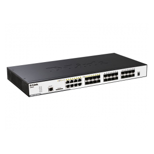 DGS-3120-24SC/DC/*EI Управляемый стекируемый коммутатор уровня 2+ с 16 портами 100/1000Base-X SFP, 8 комбо-портами 100/1000Base-T/SFP и 2 портами 10GBase-CX4 с блоком питания