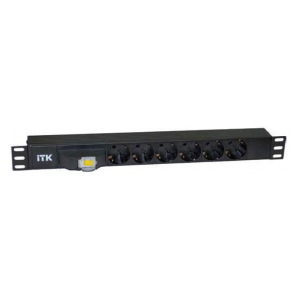 PH21-6D3 ITK PDU 6 розеток немецкий стандарт с автоматом 10А 1U, вх.С14 без шнура черный