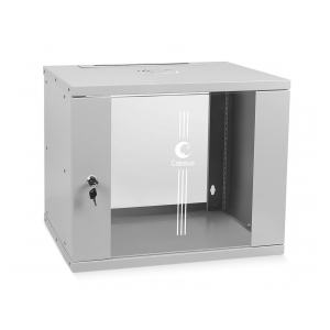Cabeus WSC-05D-12U55/45 Шкаф телекоммуникационный настенный 19" 12U, серия LIGHT разборный, дверь стекло, цвет серый
