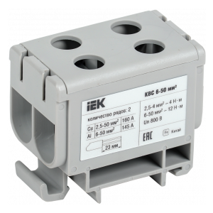 YZN13-050-K03 Клемма вводная силовая КВС 6-50 кв.мм. 2-рядная серая IEK