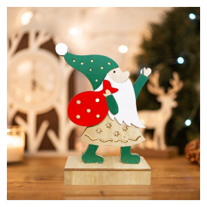 504-016 Деревянная фигурка с подсветкой «Дед Мороз» 18 см NEON-NIGHT
