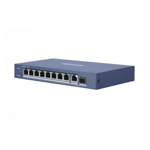 Hikvision DS-3E0510P-E Коммутатор неуправляемый, 8 RJ45 1000M PoE с грозозащитой 6кВ,1 Uplink порт 1000М Ethernet;1 1000М SFP uplink порта; 802.3af/at, бюджет PoE 110Вт
