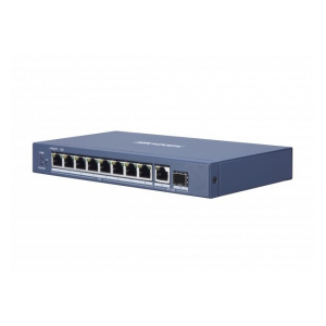Hikvision DS-3E0510P-E/M Коммутатор, 8 RJ45 1000M PoE с грозозащитой 6кВ, 1 Uplink порт 1000М Ethernet,1 1000М SFP uplink порт; бюджет PoE 58Вт