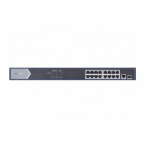 Hikvision DS-3E0518P-E Коммутатор неуправляемый, 16 RJ45 1000M PoE с грозозащитой 6кВ,1 Uplink порт 1000М Ethernet;1 1000М SFP uplink порта; 802.3af/at, бюджет PoE230Вт