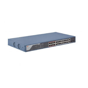 Hikvision DS-3E1326P-EI L2, Смарт-управляемый коммутатор, 24 10/100M RJ45 PoE-порт, 2 1000M компо-порт, 802.3af/at, бюджет PoE 370Вт