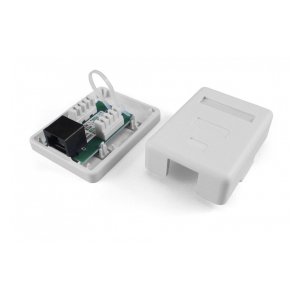 SB1-1-8P8C-C6-WH Розетка компьютерная RJ-45(8P8C), категория 6, одинарная, внешняя, Dual IDC Hyperline