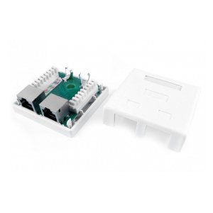 SB1-2-8P8C-C6-SH-WH Розетка компьютерная RJ-45(8P8C), категория 6, экранированная, двойная, внешняя, Dual IDC Hyperline