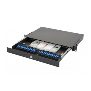 Eurolan 47D-24-S2-SC-16-10BL Оптическая панель серии 47D-24, 19'' 1U выдвижная, корпус на 24 адаптера, 16 симплекс SC адаптеров, OS2, без пиг-тейлов, без КДЗС