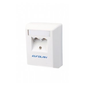 Eurolan 12D-U5-02WT Настенная коробка 2-портовая UTP категории 5e угловая, белый