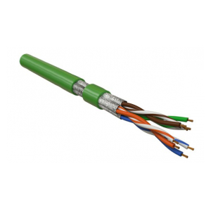 UFTP4-C6-P26-IN-LSZH-GN-100 Кабель витая пара, экранированная U/FTP, категория 6, 4 пары (26 AWG), многожильный (patch), каждая пара в фольге, LSZH, зеленый Hyperline