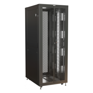 TSR-4268-HDYH-22-R101-RAL9005 Шкаф напольный 19-дюймовый, 42U, 2058х600х800 мм (ВхШхГ), перед. одноствор. перфор. дверь, зад. двойная перф. дверь, крыша с загл. щеточн. вводов, цвет черный (RAL 9005) (собранный) Hyperline