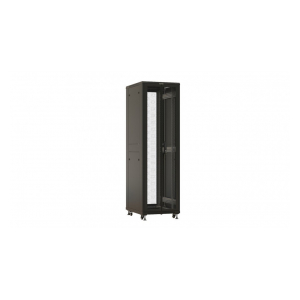 Hyperline TTBR-4261-DD-RAL9004 Шкаф напольный 19-дюймовый, 42U, 2055x600х1000 мм (ВхШхГ), передняя и задняя распашные перфорированные двери (75%), ручка с замком, цвет черный (RAL 9004) (разобранный)