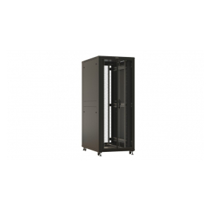 Hyperline TTBR-4281-DD-RAL9004 Шкаф напольный 19-дюймовый, 42U, 2055x800х1000 мм (ВхШхГ), передняя и задняя распашные перфорированные двери (75%), ручка с замком, 2 вертикальных кабельных организатора, цвет черный (RAL 9004 (разобранный)