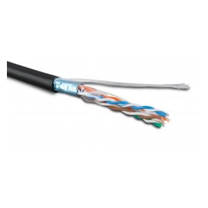 FUTP4-C5E-S24-OUT-LSZH-BK-500 (FTP4-C5E-SOLID-OUTDOOR-LSZH-BK-500) Кабель витая пара F/UTP, категория 5e, 4 пары(24 AWG), одножильн.(solid), экран-фольга, внешний, LSZH нг(С)-HF, -40°C-+75°С, черный Hyperline