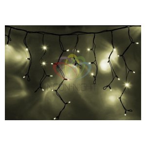255-256 Гирлянда Айсикл (бахрома) светодиодный, 5,6х0,9м, с эффектом мерцания,черный провод "каучук", 220В, диоды тепло-белые Neon-Night