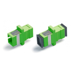 FA-P11Z-SC/SC-N/BK-GN Оптический проходной адаптер SC/APC-SC/APC, SM, simplex, корпус пластиковый, зеленый, черные колпачки Hyperline