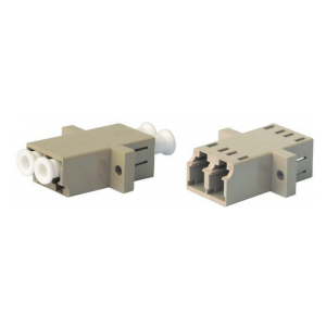 FA-P11Z-DLC/DLC-N/WH-BG Оптический проходной адаптер LC/PC-LC/PC, MM, duplex, корпус пластиковый, бежевый, белые колпачки Hyperline